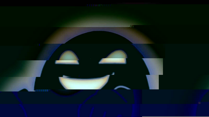 Glitch art with a spooky face