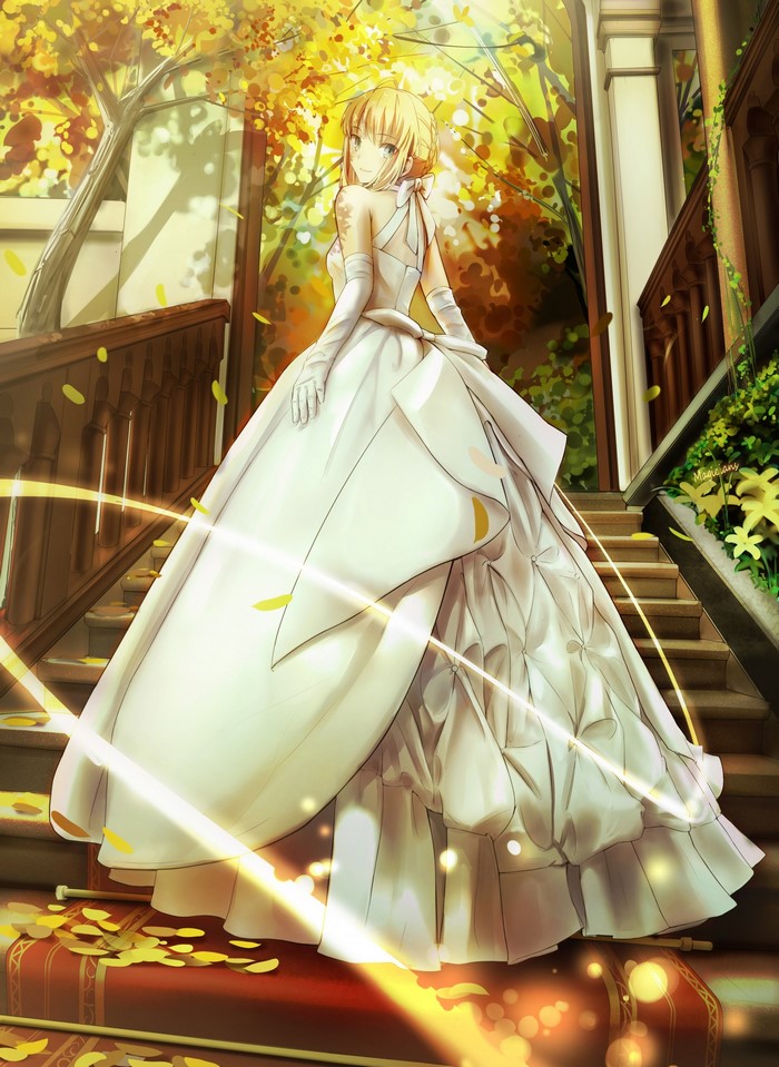 Saber Lily from Fate/Stay Night in a Wedding Dress
