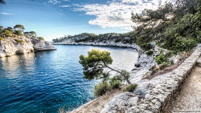 Calanques National Park landscape with sea and cliffs