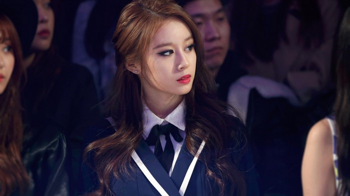 Jiyeon from T-ara in a school uniform