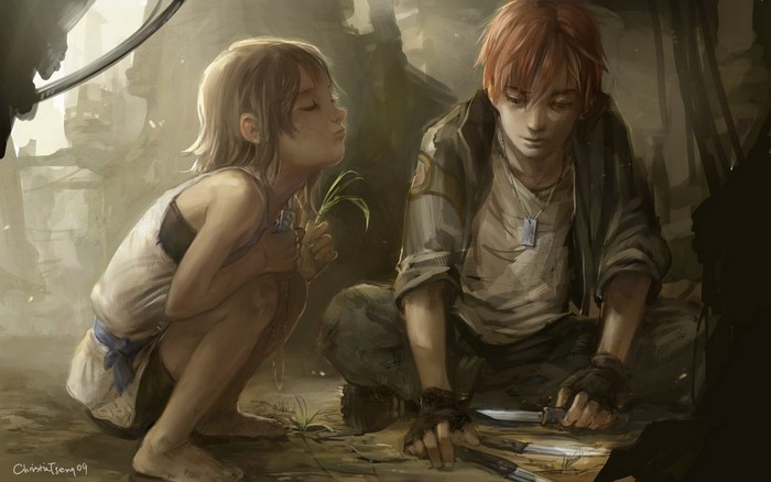 Children in a post-apocalyptic setting