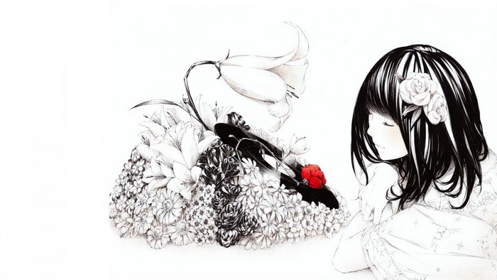 Girl with flowers and a shoe