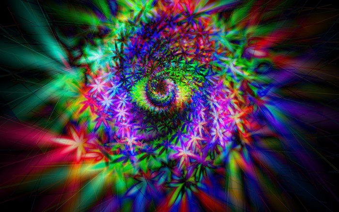 Vibrant Psychedelic Spiral of Colorful Flowers