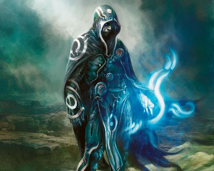 Magic The Gathering character casting blue magic