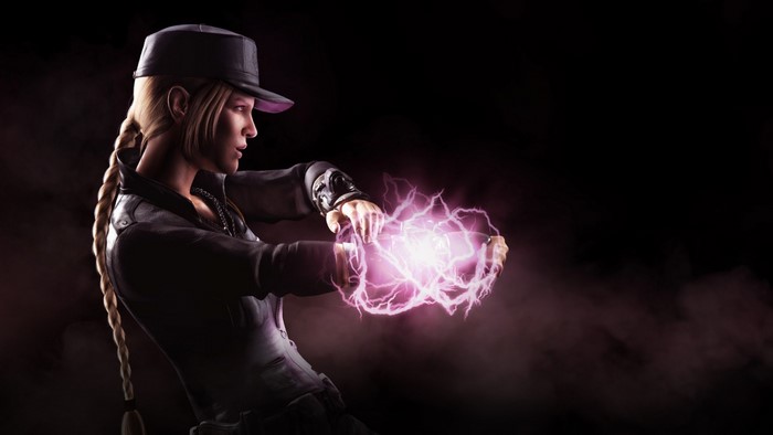 Sonya Blade from Mortal Kombat X casting a spell