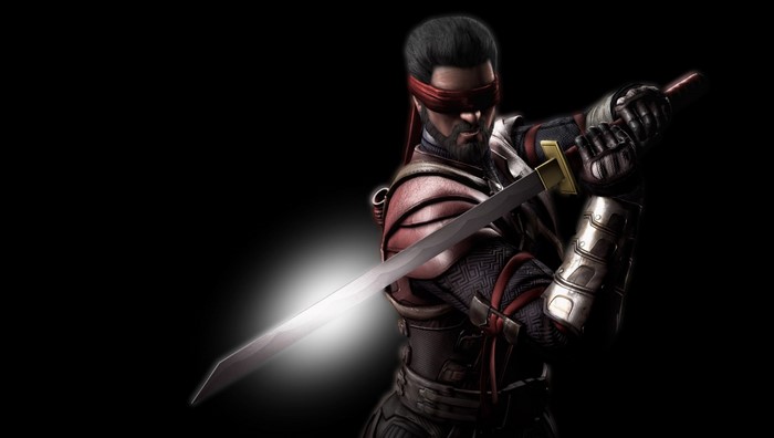 Kenshi from Mortal Kombat X holding a sword