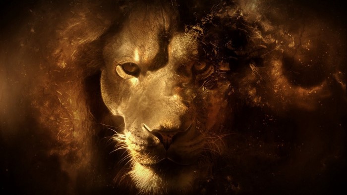 Fantasy art of a lion with special effects