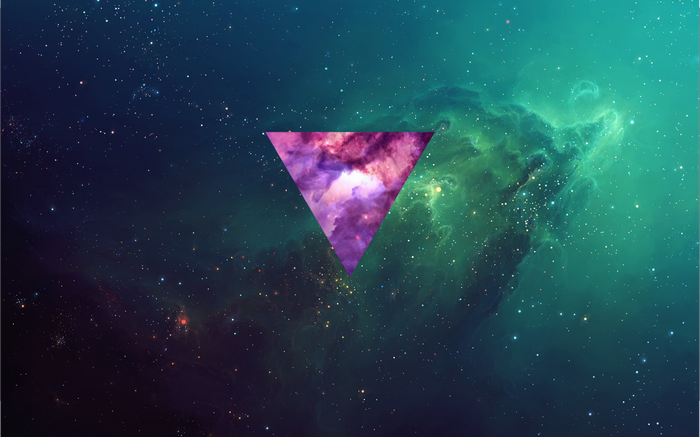 Abstract triangle with nebula in space