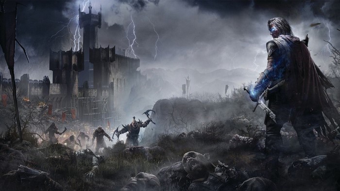 Talion from Middle-earth: Shadow of Mordor fighting orcs