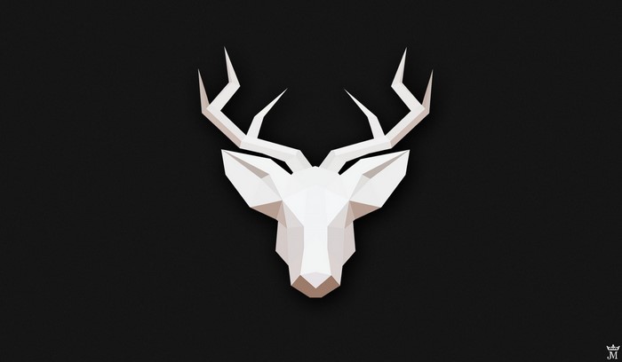 White low poly deer head illustration