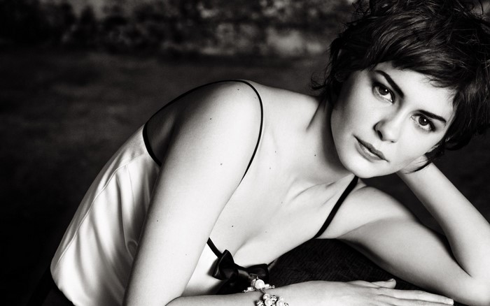 Audrey Tautou in monochrome portrait