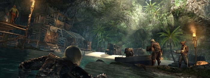 Assassin from Assassin's Creed IV: Black Flag in a cave