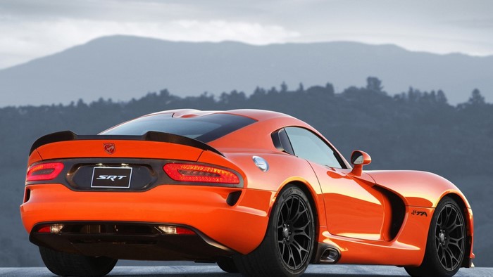 Orange Dodge SRT Viper Sports Car Rear View