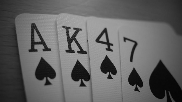 Ace, King, 4, and 7 of Spades Playing Cards