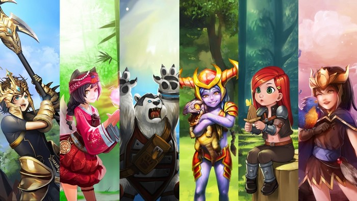 League of Legends characters: Ahri, Volibear, Shyvana, Quinn, and others
