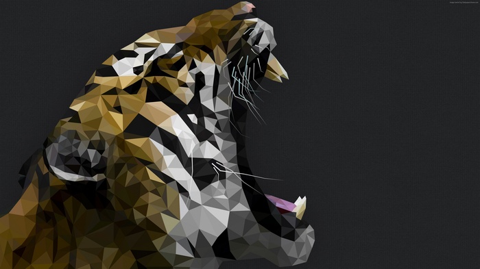 Polygon art of a roaring tiger