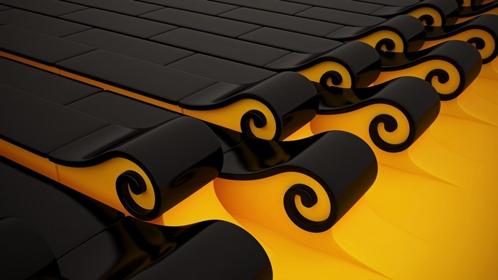 Abstract black and yellow wavy pattern