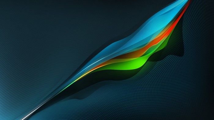 Abstract blue and green waves with light effects