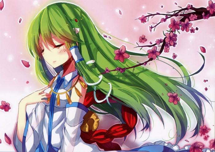 Kochiya Sanae from Touhou with Cherry Blossoms
