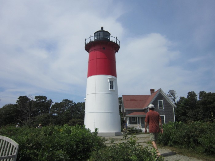 Nauset Lighthouse with keeper's house and visitor