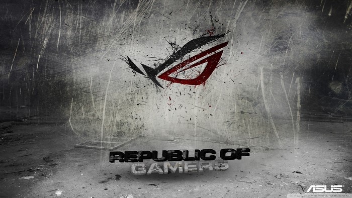 Republic of Gamers logo and text with ASUS logo