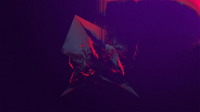Abstract geometric shape with glitch effects