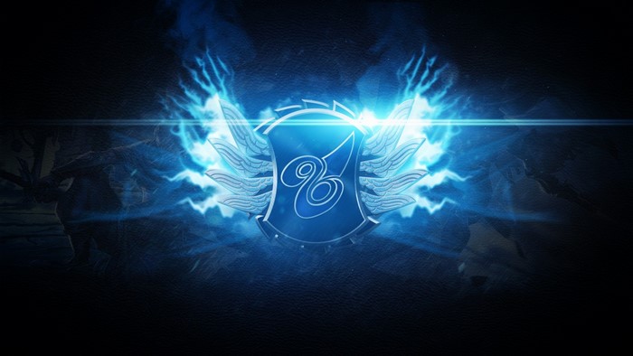 League of Legends emblem with blue flames and wings