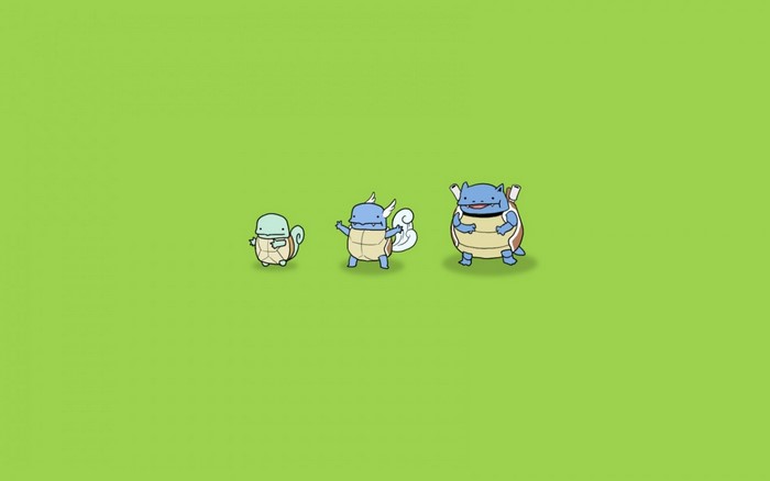 Squirtle, Wartortle, and Blastoise from Pokemon