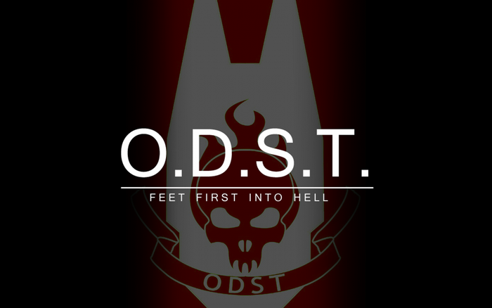 ODST logo with text 'FEET FIRST INTO HELL'