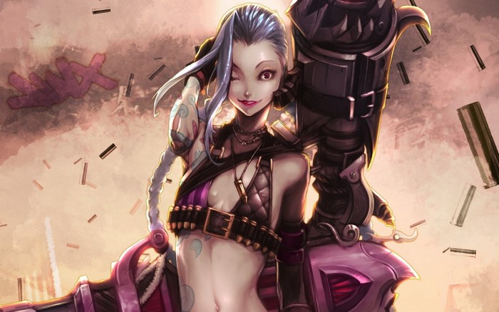 Jinx from League of Legends with her weapon