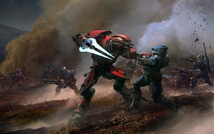 Halo Reach: Spartans and Elites in battle