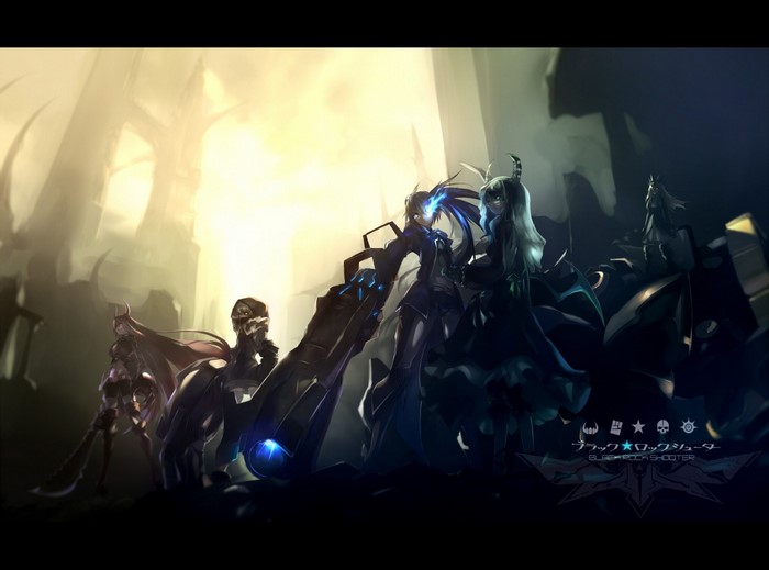 Black Rock Shooter characters in a dark, atmospheric setting