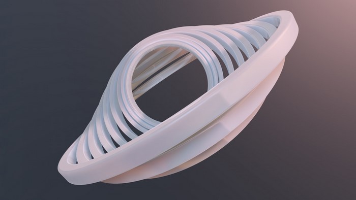 Abstract white swirling object on a gradient background