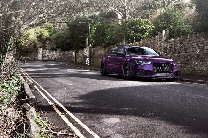 Purple Audi RS6 Avant with ADV.1 Wheels on a Street