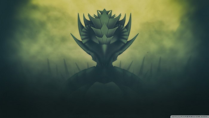 Illustration of a dark, alien creature with spiky protrusions