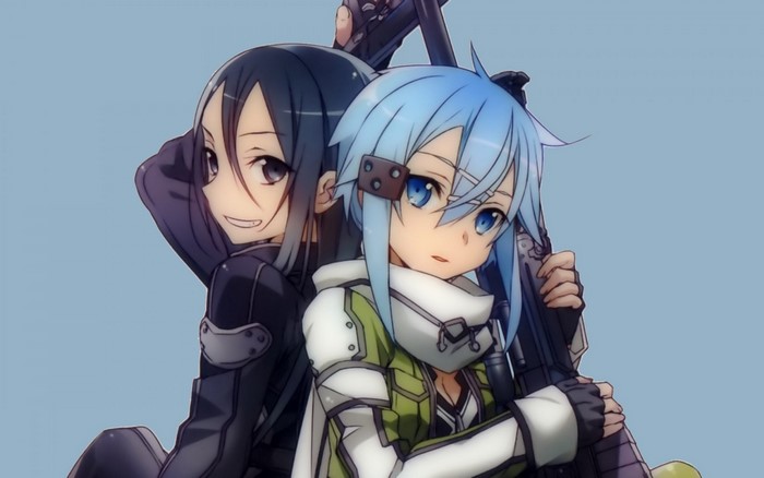 Asada Shino and Kirigaya Kazuto from Sword Art Online