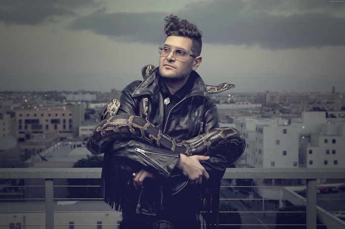 Victor Wilde with a snake