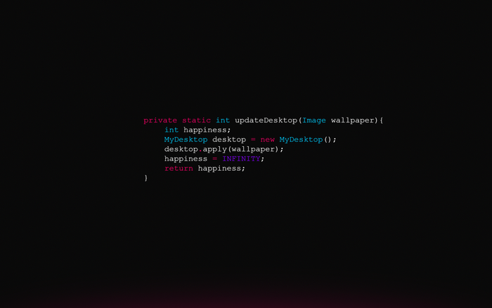 Programming code snippet about desktop update and happiness