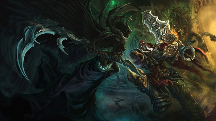 War and Death from Darksiders fighting
