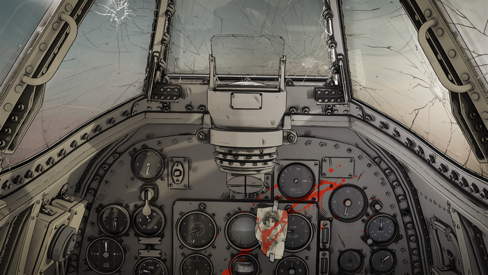 Cockpit of a damaged airplane from Paths of Hate