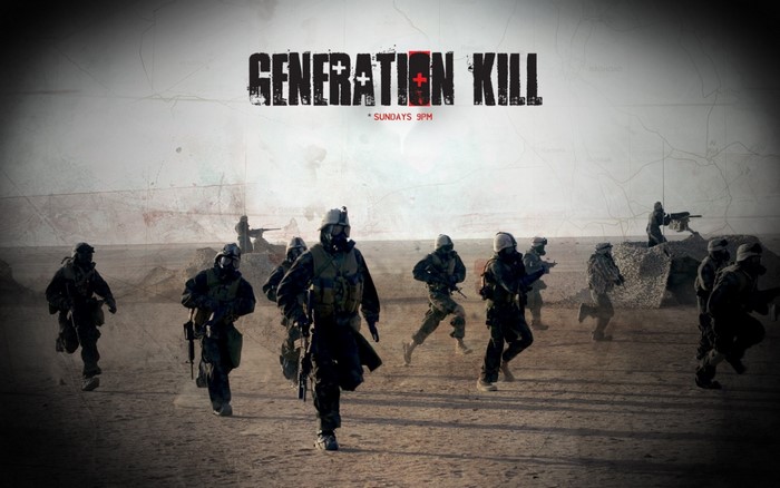 Generation Kill soldiers running in desert