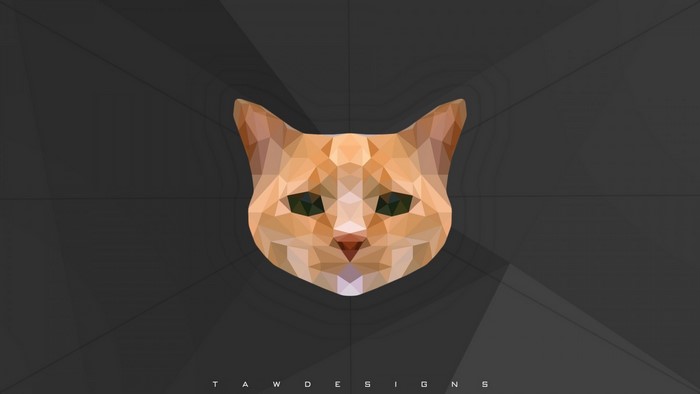 Low poly orange cat head illustration