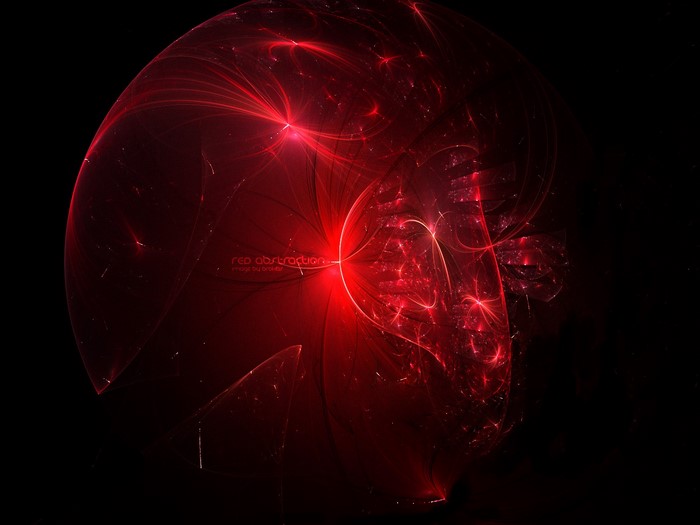 Red abstract sphere with light streaks