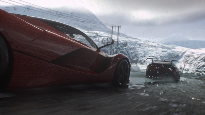 Ferrari sports cars racing in snow, Driveclub