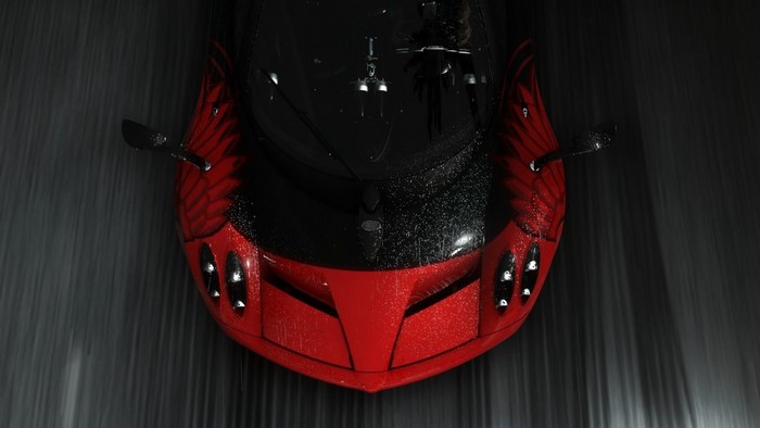 Red and black Pagani Huayra in Driveclub