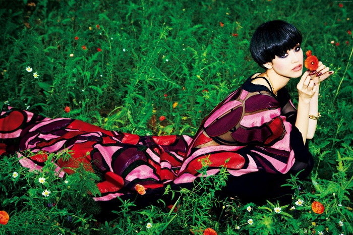 Kiko Mizuhara in a field of flowers