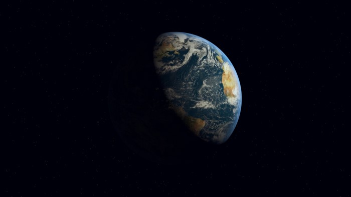 Earth from space with stars