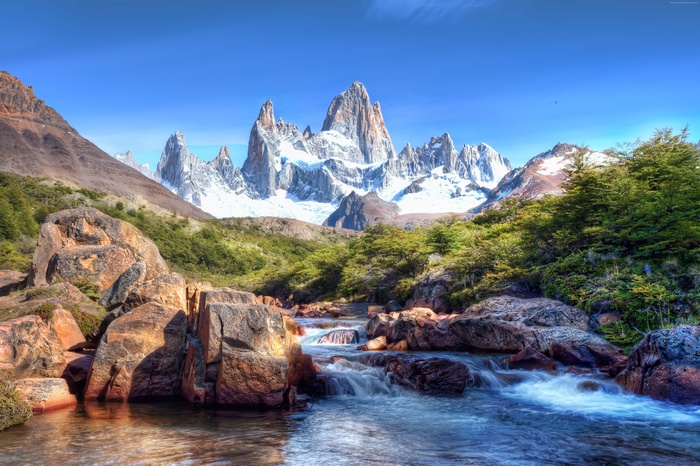 5k wallpaper, 4k, lake, Caucasus Mountains