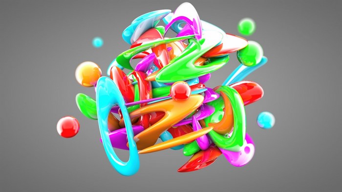 Abstract colorful 3D sculpture with spheres