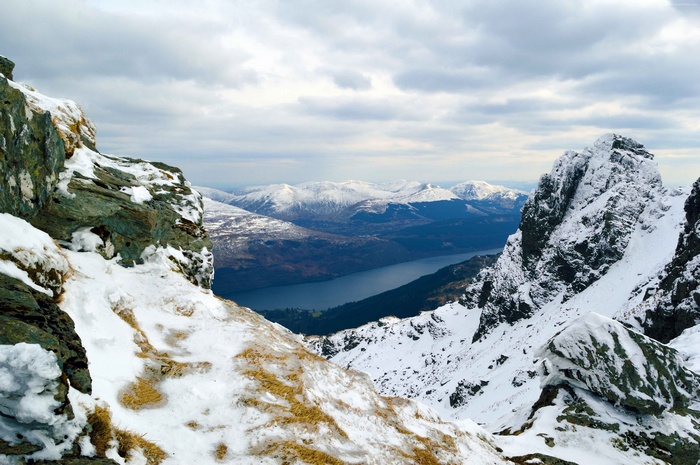 Snowy Mountains Landscape with Lake